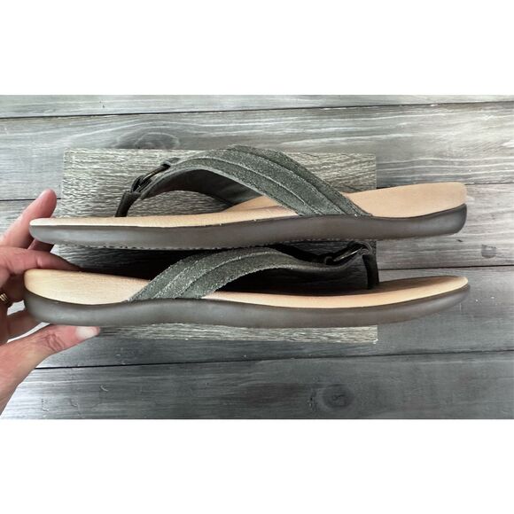 Vionic Tide Aloe Toe Post Sandal Toffee Suede Orthotic Flip Flop Women's Size 10 - Picture 6 of 9